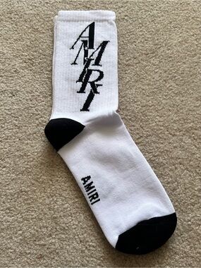 AMIRI White & Black Crew Socks